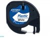 Labeltape Dymo Letratag 91201 plastic 12mm zwart op wit