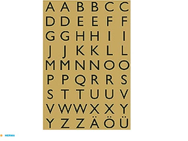 Etiket Herma 4145 13x12mm letters A-Z zwart op goud - Klik op de afbeelding om het venster te sluiten
